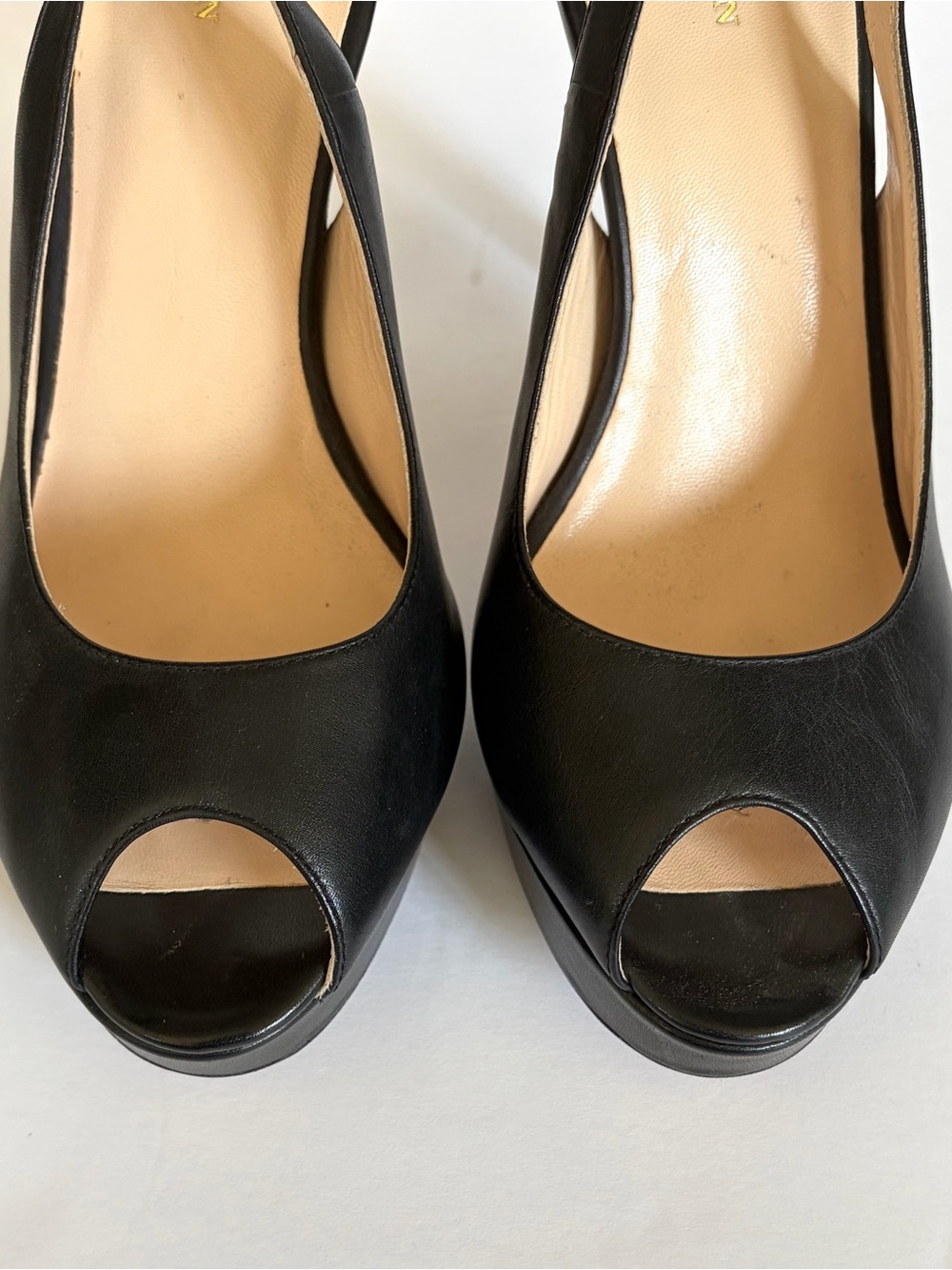 Cole Haan Black Leather Peep-Toe Slingback Heels Women’s Size 8 - Picture 2 of 8